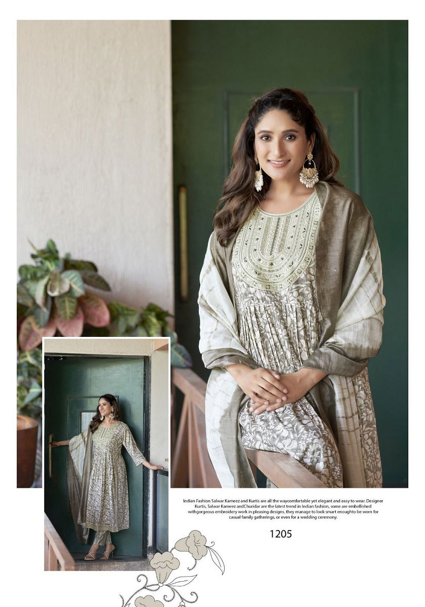 Sara Vol 12 By Mystic 9 Naira Cut Foil Printed Kurti With Bottom Dupatta Wholesale Market In Surat

